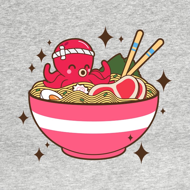 Octopus Eating Ramen Ramen Lover by Mrkedi